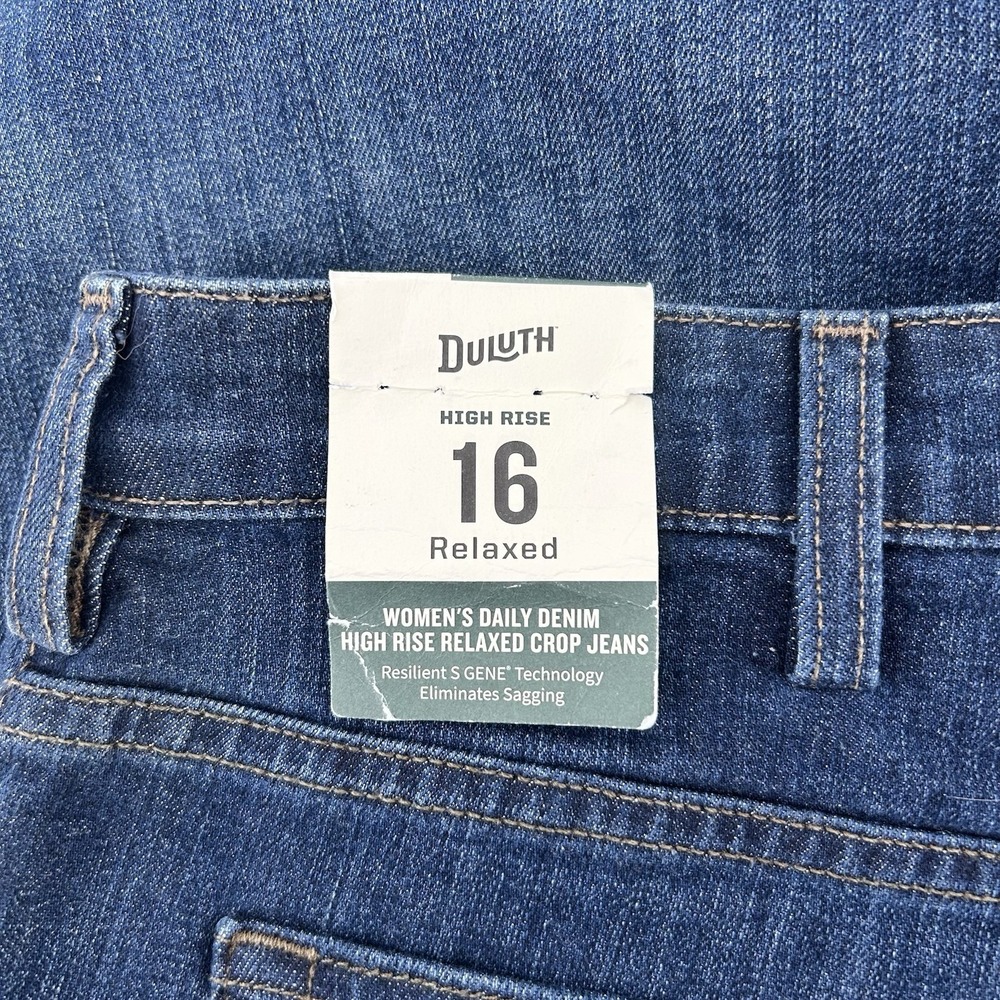 Duluth Trading Jeans Womens 16 High Rise Crop 26 Inseam Dark Wash NWT $65 - Picture 8 of 11